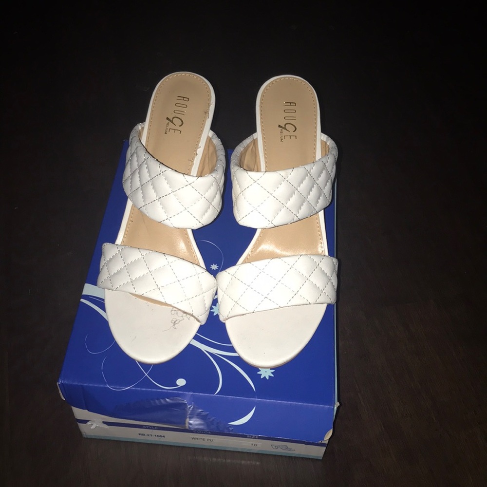 All whit open toe heels